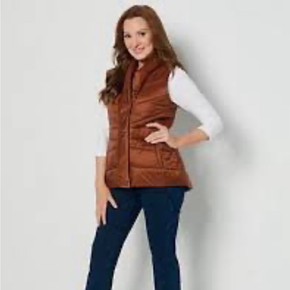 Susan Graver Vest Sz S Brown puffer